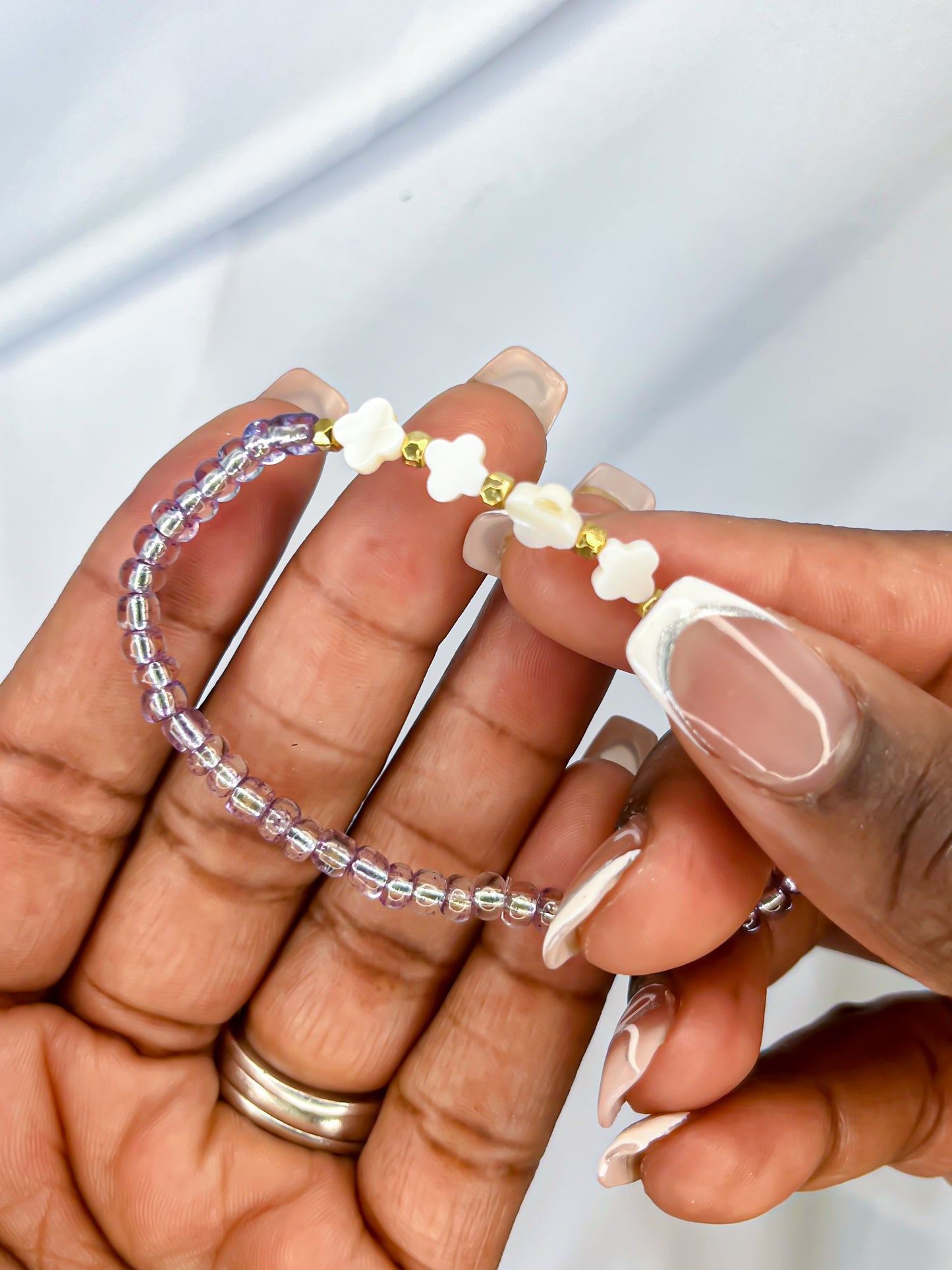 Purple Clover Stretch Bracelet