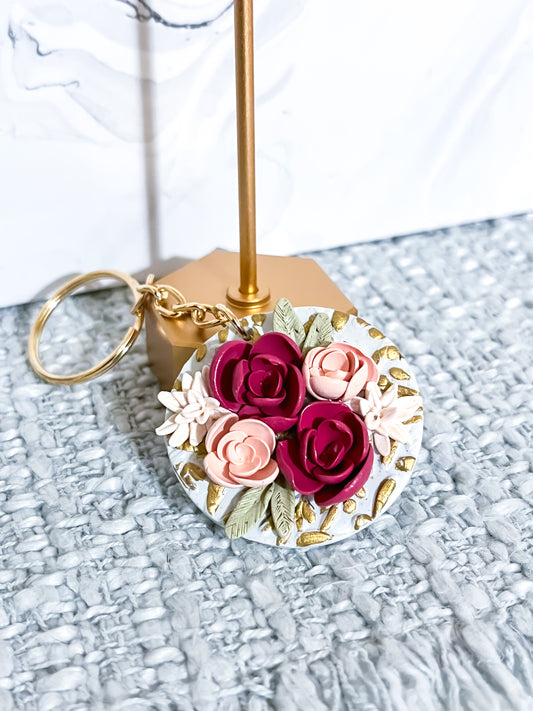 Haley In The Garden Round Keychain