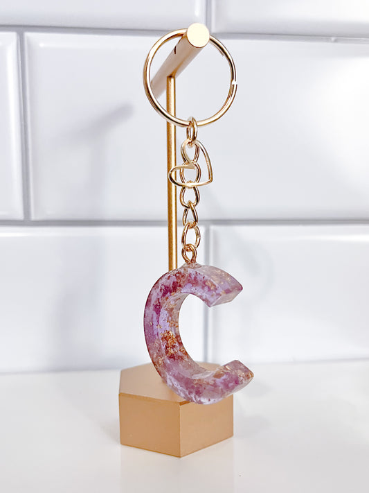 Classic Purple and Gold Letter Keychain
