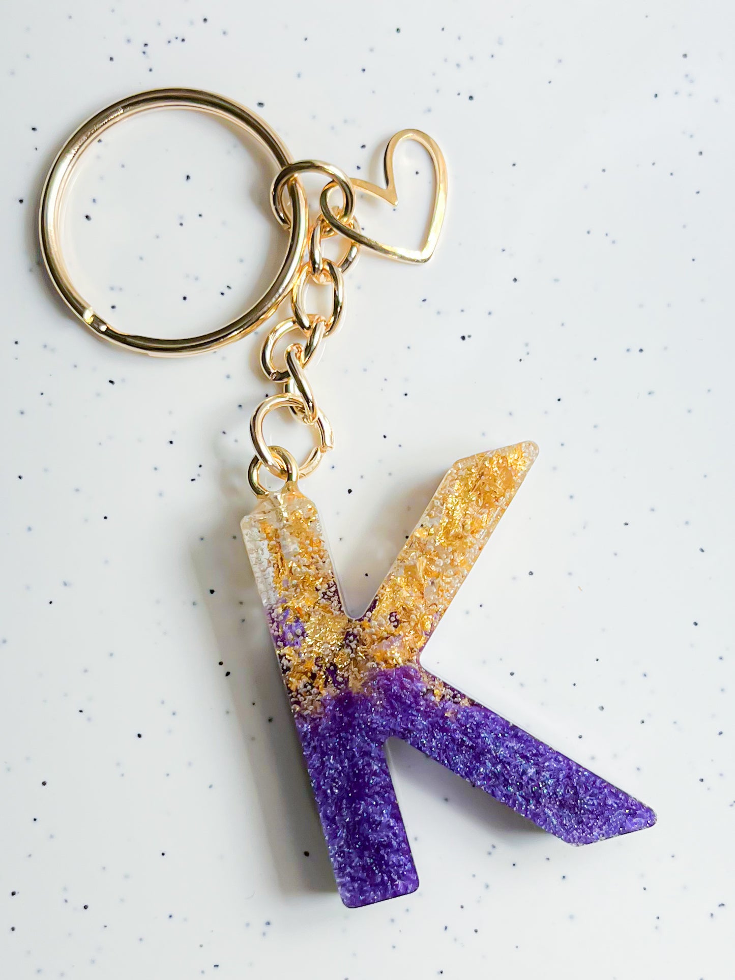 Purple/Gold Letter Keychain