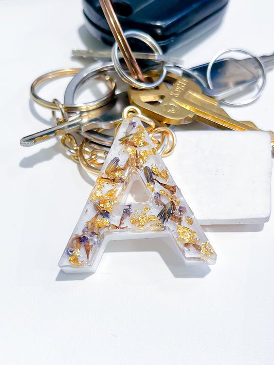 Lavender & Gold Letter Keychain