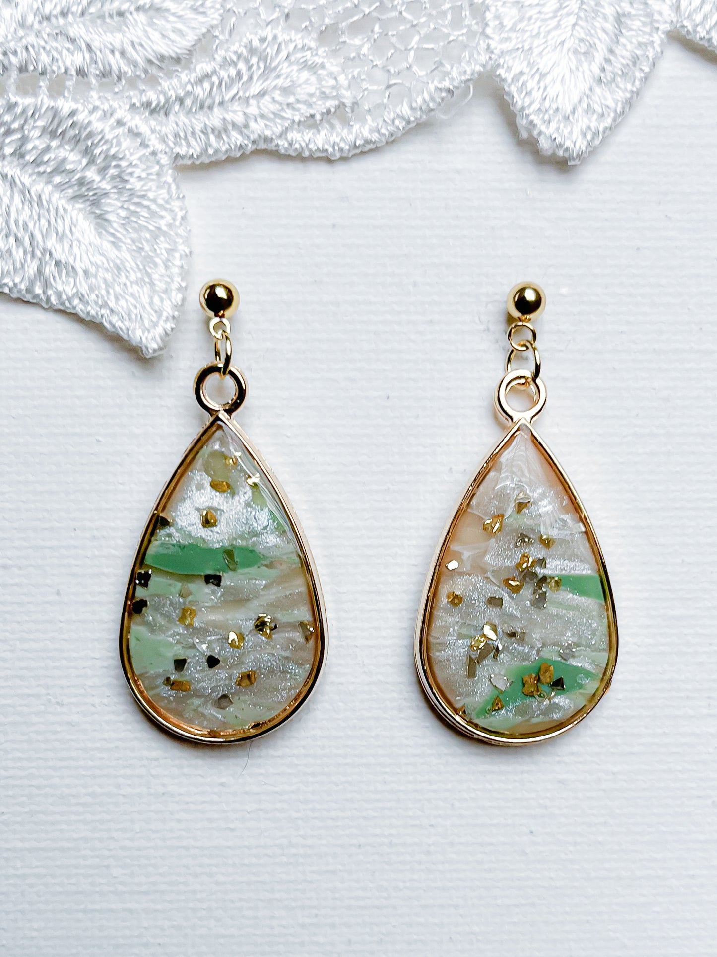 Crystal in Jade Teardrop
