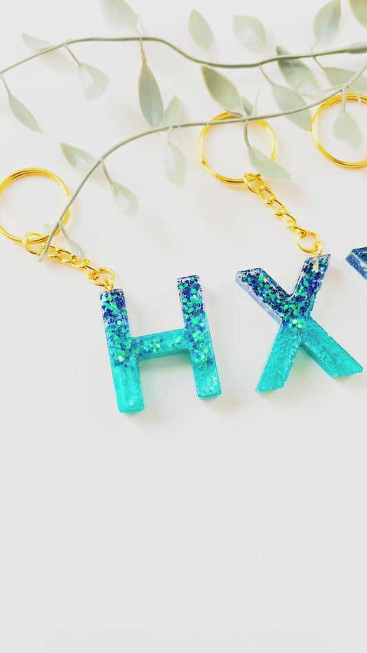 Party In Blue Letter Keychain