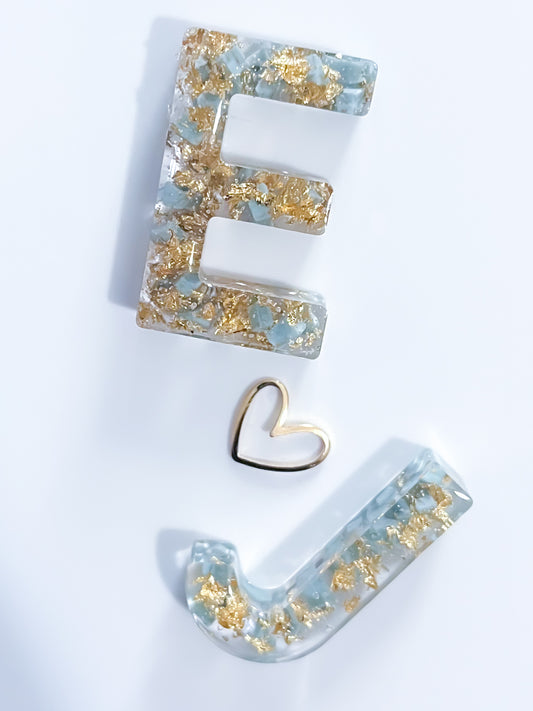 Chunky Blue and Gold Letter Keychain