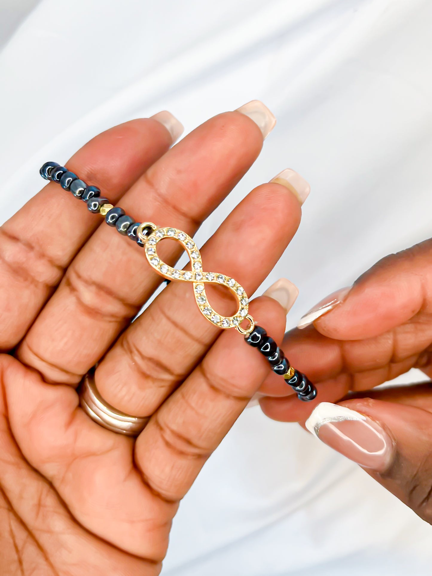 Dark Grey Infinity Loop Stretch Bracelet