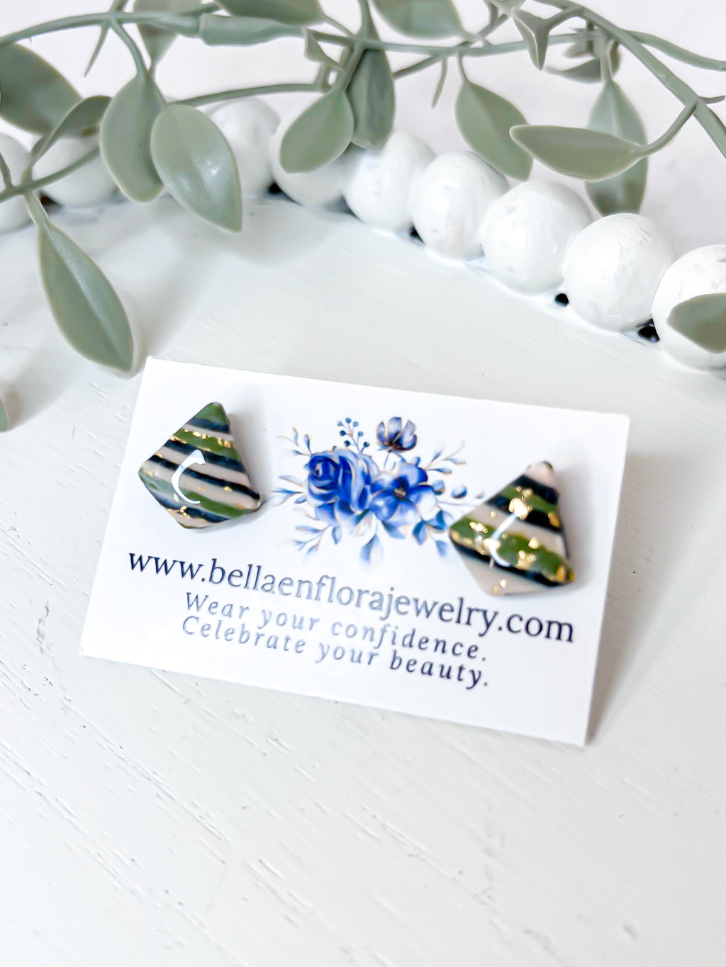 Green Marble and Gold Studs (various styles)