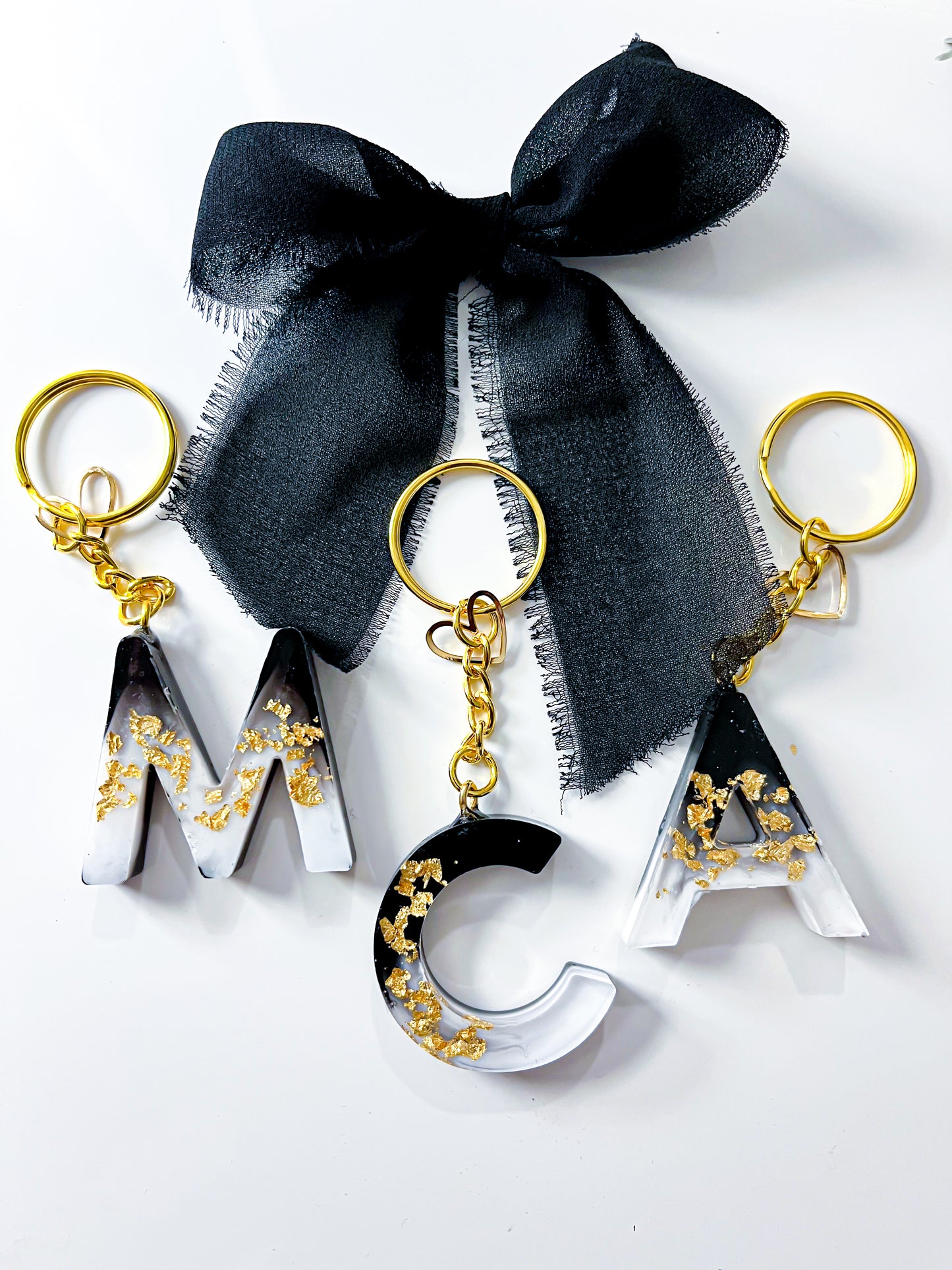 Black and White Letter Keychain