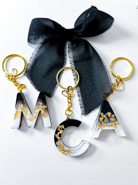 Black and White Letter Keychain