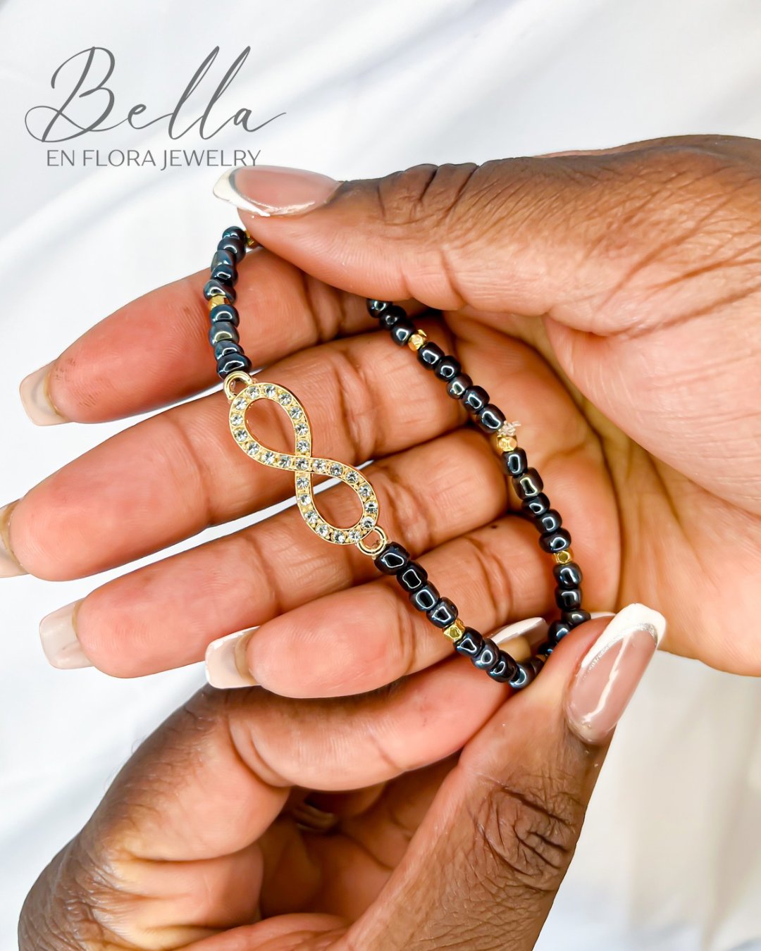 Dark Grey Infinity Loop Stretch Bracelet