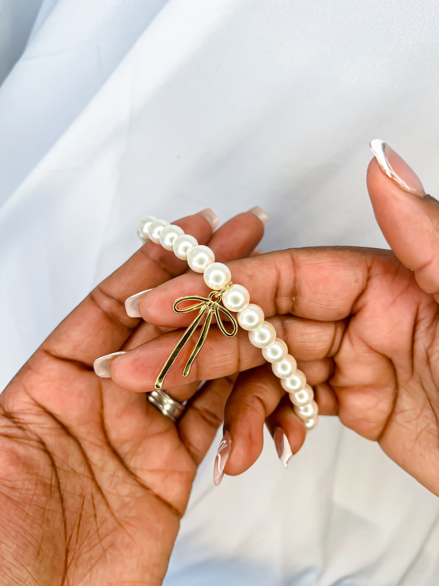 Classy Pearls and Bows Bracelet