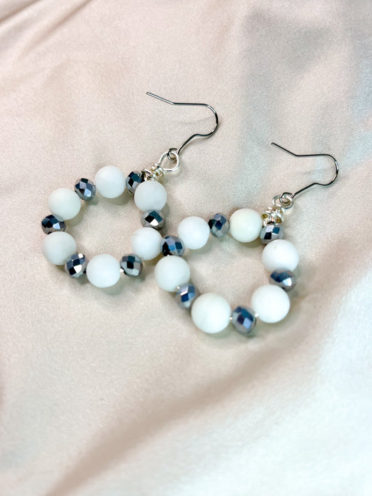 Silver and Pearl Hoops