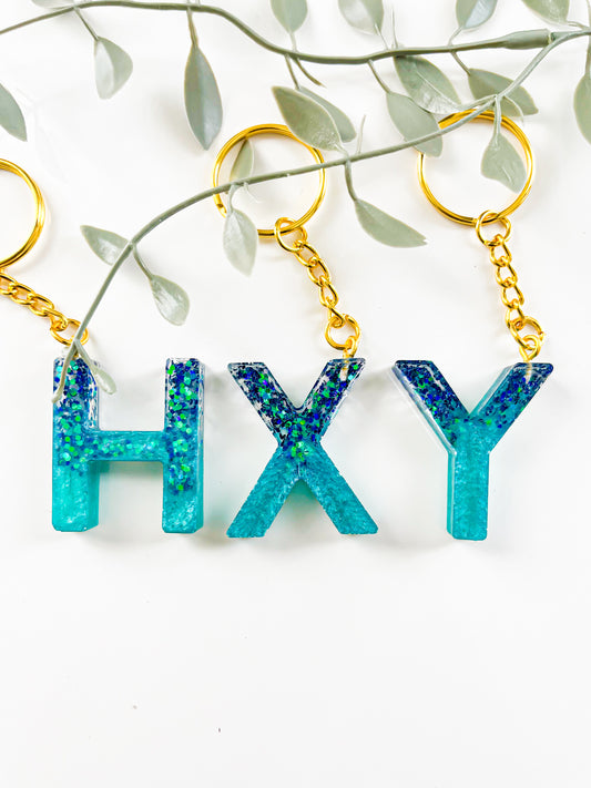 Party In Blue Letter Keychain
