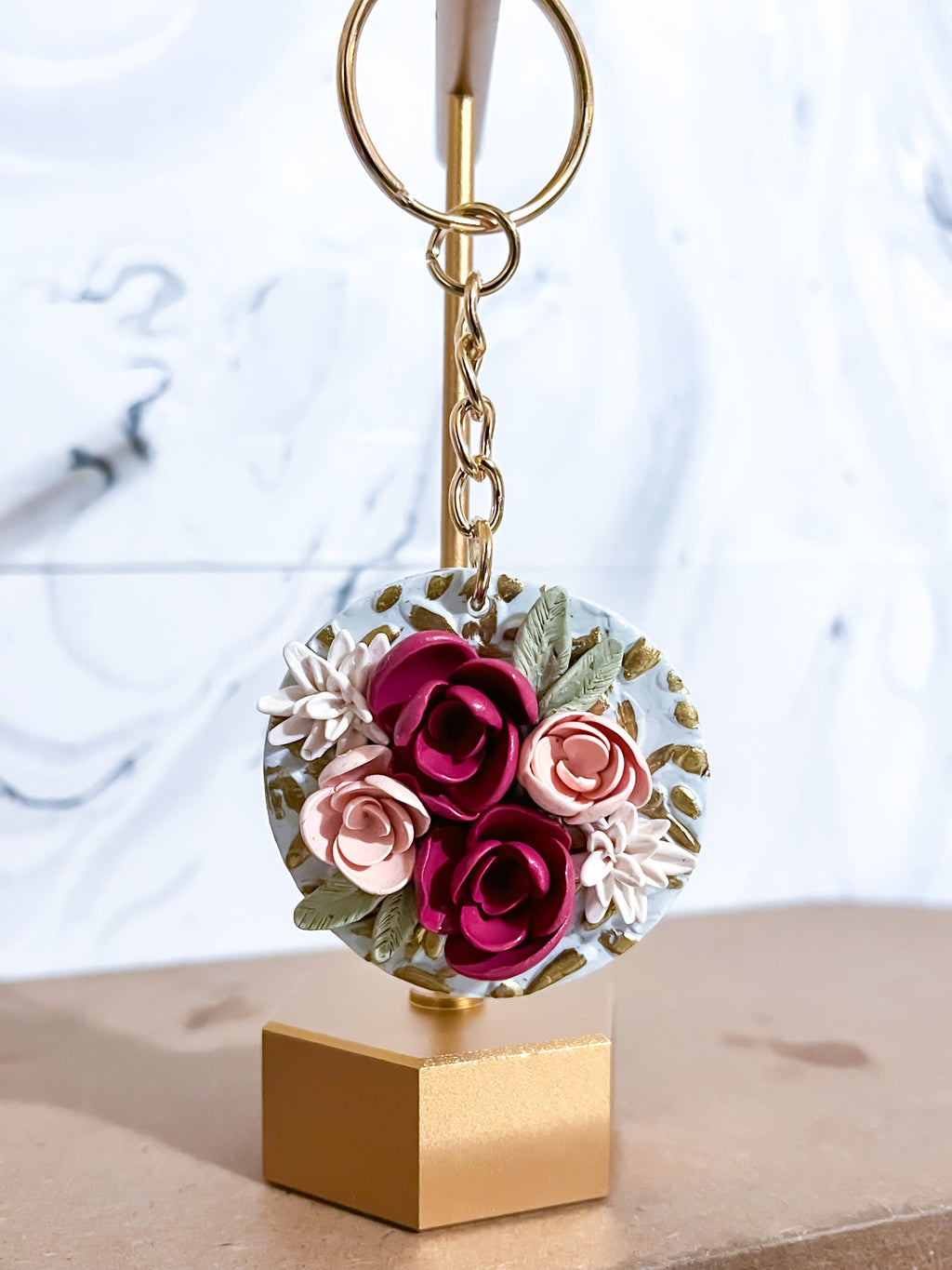 Haley In The Garden Round Keychain