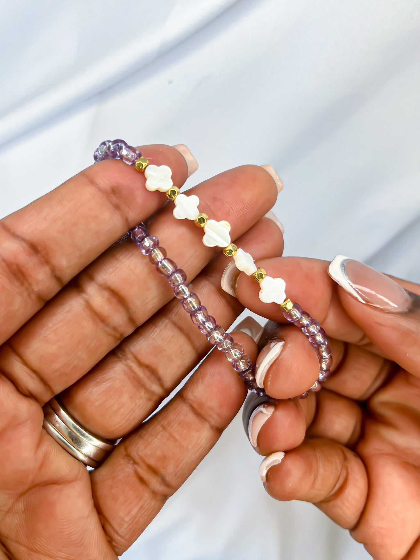 Purple Clover Stretch Bracelet