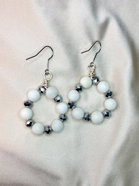Silver and Pearl Hoops