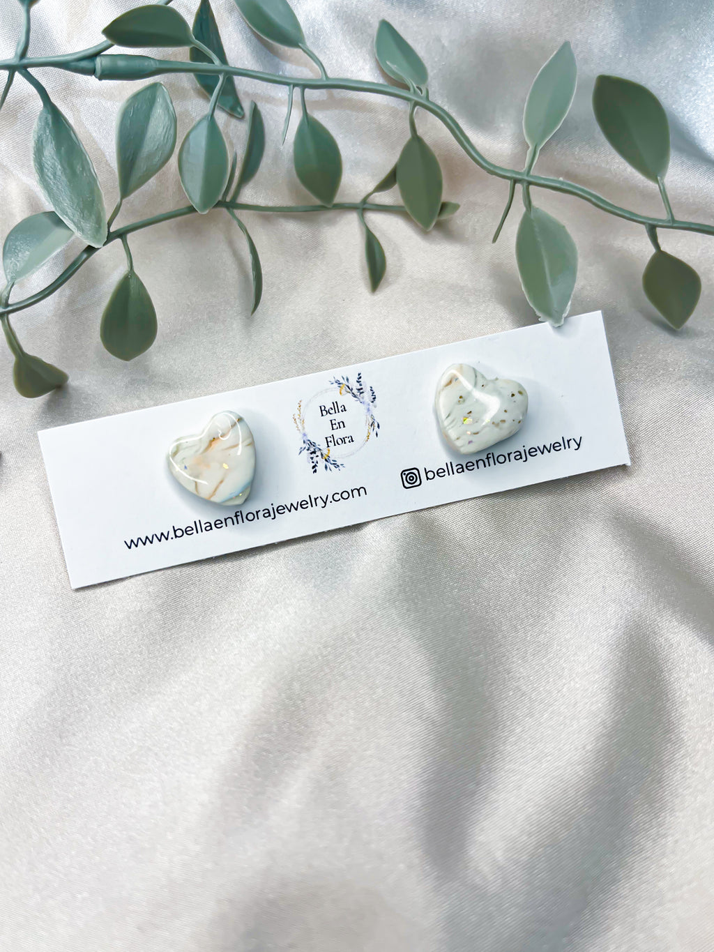 Marble Heart Studs