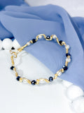 Wavy Bracelet Bangles (Mini Navy Blue & Pearl)